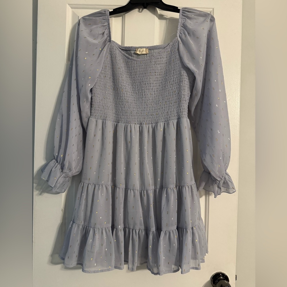 Altar'd State Lavender Mini Dress with Gold Accents